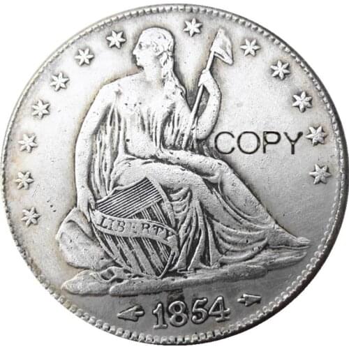 US 1854 P/O Liberty Seated Half Dollar Silver Plated Copy Coins