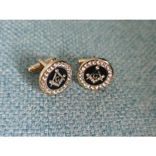Rhinestone men cuff links freemasonry cufflinks masonic cuff buttons sleeve designer for masonry square and compass with G