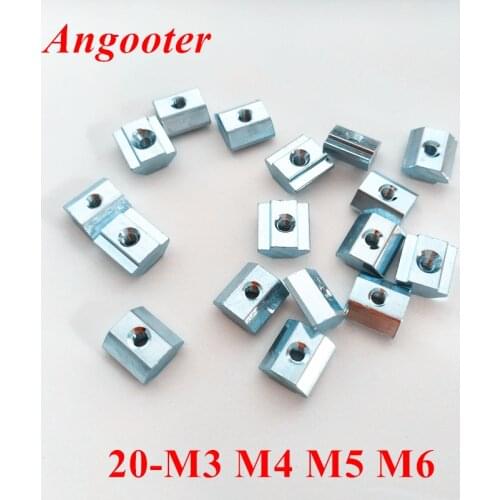 100pcs 20-M3 T Nut 20-M4 20-M5 20-M6 T Sliding Nut Square Block t nut Nuts for 2020 Series EU Type Aluminum Profile Accessories
