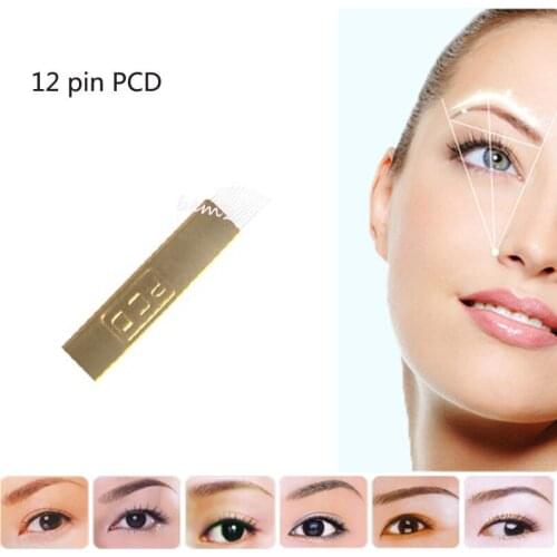 Tattoo needle 10pieces 12 PCD Sterilized Stainless Steel 3D tattoo Embroidery Eyebrow Permanent Makeup Needles Blade Hot Sale