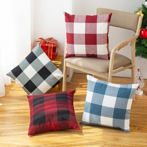 Lattice Grid Printed 45x45cm/17.7x17.7'' Linen Cushion Cover For Decorative Throw Pillowcase Home Pillow Cover Couch Bed Decor