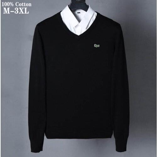 100% Cotton High quality Spring Autumn Mens sweaters Casual v-neck Pullovers knitted mens clothes Fashion Brand mens tops