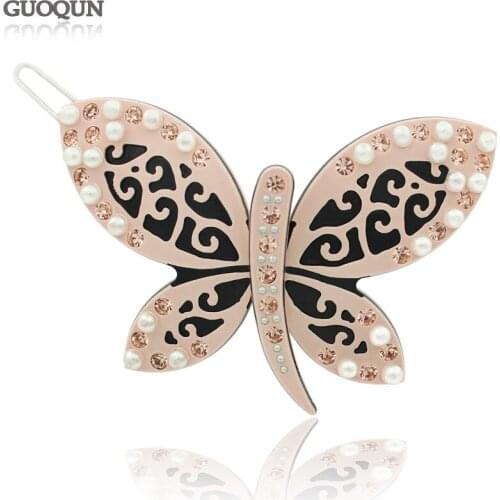 Butterfly Hair Pin - Hair Ornament Clip for Women Girls Pearl Hair Accessory Jewelry for Thin Hair Wear Tiara Wedding Dance