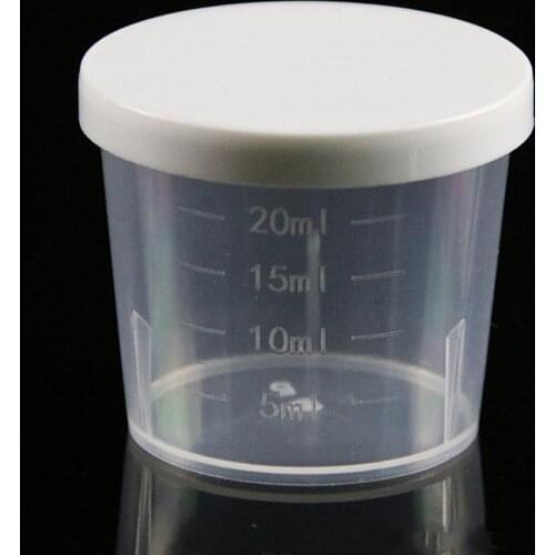 10Pcs 20/50ml Medicine Measuring Measure Cups With White Lids Cap Clear Container Liquid Measure Beaker Container