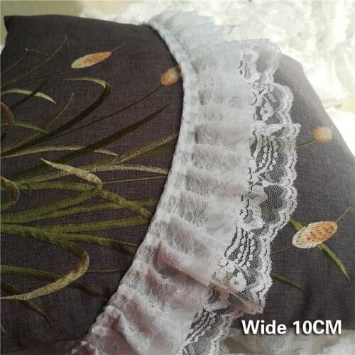 10CM Wide 3 Layers Lace Pleats Embroidery Ribbon White Lace Wedding Dress Skirt Stitched Guipure Decoration