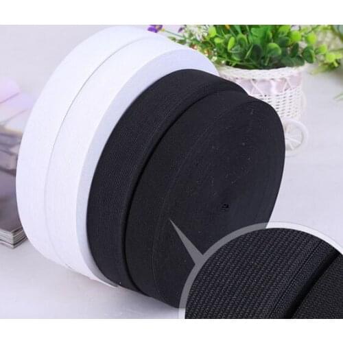 12MM White/Black Colored Soft Knit Braided Elastic Webbing Band For Sewing Garment Accessories 144yards