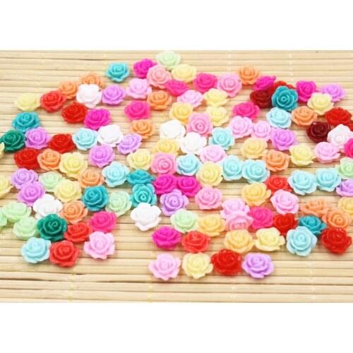 200pcs/lot DIY resin rose flowers mix colors flat back resin cabochons accessories