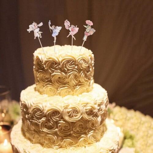 24Pcs Birthday Cake Toppers Flower Fairy Shape Cupcake Topper Cake Picks Dessert Decor Cake Decoration Supplies