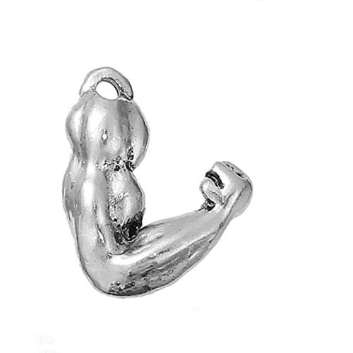 3D Design Alloy Metal Sport Fitness Fighting Muscle Charm Pendants Gym Inspire Jewelry Accessory Custom