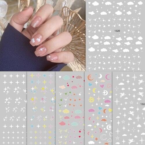 Dreamy Cloud Twinkling Star 3D Nail Art Sticker Moon Love Colorful DIY Decals Self-adhesive Cute Cartoon Transfer Foil Decals