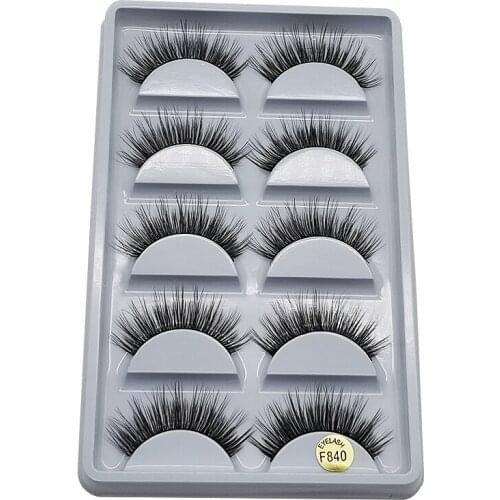 5 Pairs Natural Eyelashes 3D Mink Lashes Faux Thick Long Lashes Mink Bulk Dramatic Makeup Fake Lashes Extension False Eyelashes