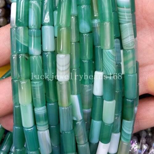Free Shipping Fashion Jewelry 6x12mm Beautiful Green Veins Stripes Carnelian Barrel Loose Beads 15.5" FG6907