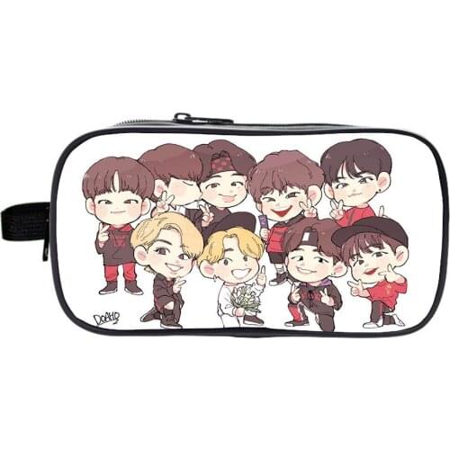Stray Kids Pencil Case Office Student Pencil Bag Singer Cute Double-layer Pen Case School Supplies Pen Box Stationery Bags