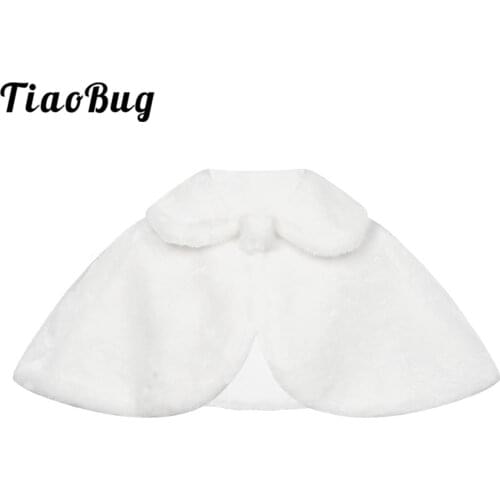 Children Girls Faux Fur Bolero Jacket Coat Crop Wraps Kid Wedding Cloaks Princess Warm Cape Shawl Outerwear Flower Girl Clothes