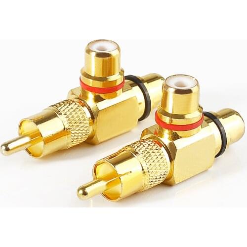 For 1 gold-plated RCA male to 2 female RCA splitter adapter AV video audio T plug RCA 3-way plug R connector jack