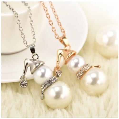 Europe And The United States Hot Long Sweater Chain Christmas Gift Set Crystal Pearl Snowman Gourd Pendant Necklace Female Items
