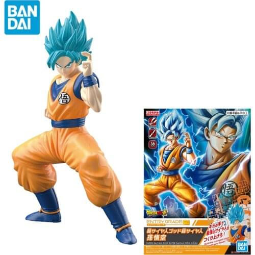 BANDAI Dragon Ball Z Figure Super Saiyan Assembly Model Son Goku Blue Hair Action Figure Anime Action Figures Toys for Children