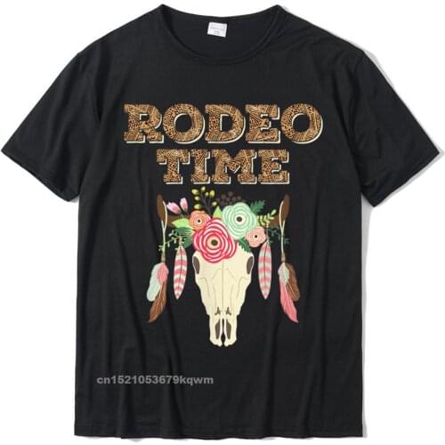 Boho Rodeo Time Western Native Skull T-Shirt Funny T Shirt Funny Tops Shirts Cotton Men Comfortable