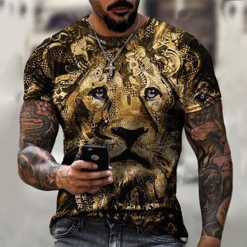 Tiger head design T-shirt mens short-sleeved personality funny street style shirt Harajuku fashion 3DT shirt summer