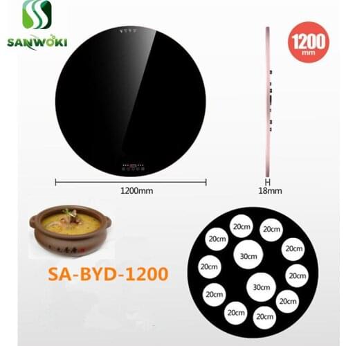 1200mm diameter Induction cooker Rotatable Hot Meals Insulation Board Dish Warm Machine Heating Board Intelligent hot pot cooker