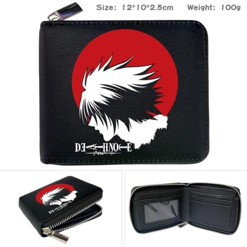 Anime Death Note Print PU Short Wallet CartoonZipper Coin Pocket Card Photo Holder Note Compartment Boys Girls Purse