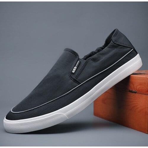 2021 New Vulcanized Men Casual Sneaker Shoes Stitching Round Toe Canvas Loafers Breathable Rubber Bottom Slip-On Flat EB21003