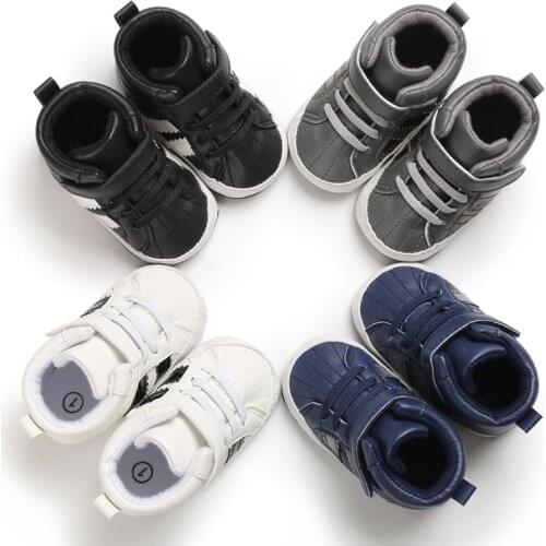 Men And Women spring And Autumn Fashion PU Velcro Toddlers Walking Casual Flat Trainers 0-18 Months Baby Toddlers Shoes
