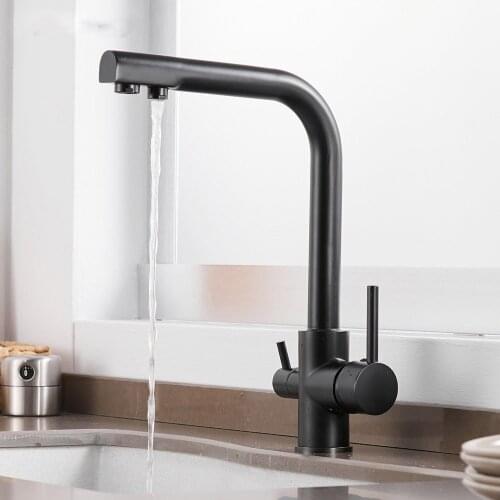 Kitchen Faucets Solid Brass Crane For Kitchen Deck Mounted Water Filter Tap Three Ways Sink Mixer 3 Way Kitchen Faucet N22-187