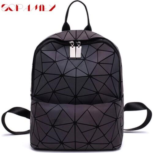 Fashion Luminous Backpacks Woman Folded Geometric Backpack School Women Noctilucent Female Bagpack For Girl School Bag mochila