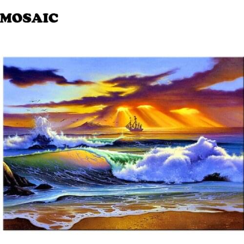 Sea Beach Waves diamond mosaic,Full,Diamond Embroidery,Cross Stitch, diamond painting home decor,Crafts,Christmas Gift