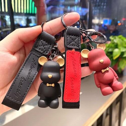 New bow tie bear keychain cute cartoon doll pendant car bag keychain creative gift