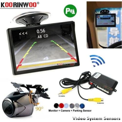 Koorinwoo Wireless Parktronic System Parking Sensor Black/White/Grey Step-up Alarm CCD Screen Rear View Camera Wide Angle Camera
