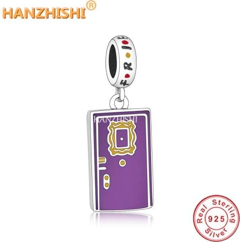 Fit Original Pandora Charm Bracelet Necklace Jewelry 2021 Fashion Real 925 Sterling Silver Enamel Rectangle Dangle Charm Beads
