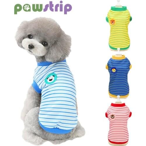 Stripe Cartoon Dog Tshirt Summer Pet Dog Shirt Cute Small Dog Clorthes Pomeranian Puppy Shirts Pet Clothing Ropa Para Pereo