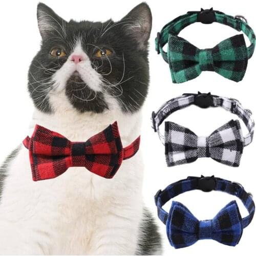 Quick Release Plaid Dog Bow Tie Collar Gato Collar For Cats Necklace Safety Adjustable Tensile And Durable Pet Supplies
