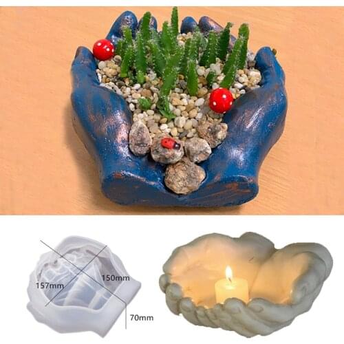 Double Hands Candlestick Plaster Silicone Mould for Diy Handmade Two-Hands Shape Resin Concrete Candle Mold Home Art Decoration