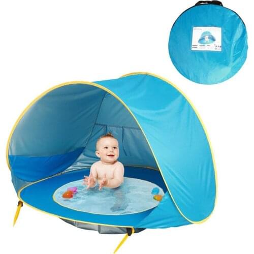 Pop Up Sun Awning Beach Tent Baby Toy Waterproof UV-protecting Sunshelter with Pool Kid Outdoor Camping Sunshade for Children