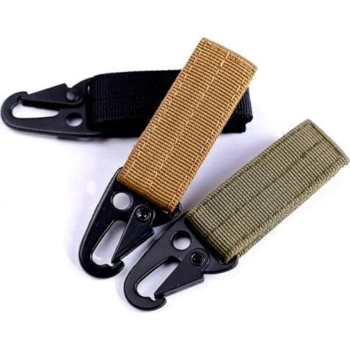 Outdoor EDC Gear Muti Tool Keychain Olecranon Carabiner Molle Nylon Webbing Belt Strap Metal Hook Tactical Backpack Clasp