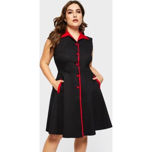 Women Midi Dresses Office Lady Elegant Vintage Plus Sizes Cotton Aline Plaid Preppy Female Fashion Black Plus Size Retro Dress