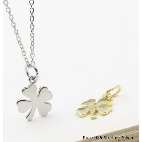 Buyee Lucky Flower Golden Pendant Charm for Women Pure 925 Sterling Silver Bracelet Pendant Base DIY Jewelry Findings Component