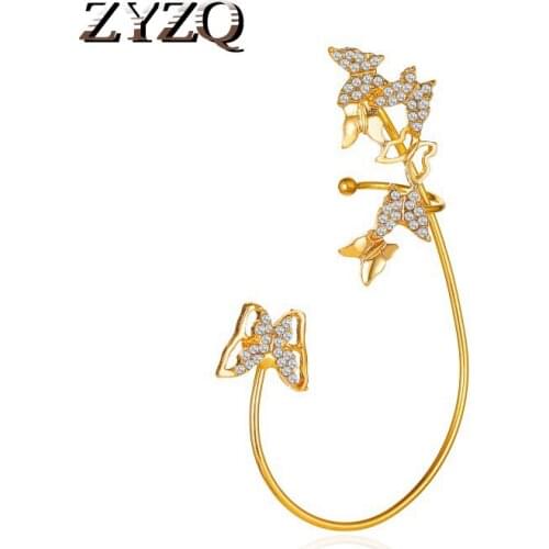 ZYZQ 2020 Butterfly Three-Piece Earrings For Women Creative Temperament Net Red Ear Clip tide Flow Earrings
