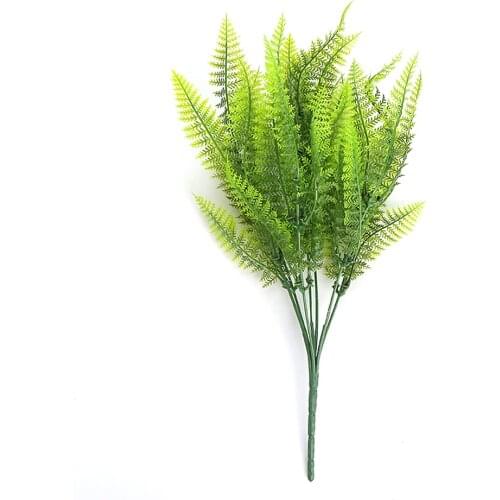 1PC 7 Fork Artificial Plants Eucalyptus Grass Plastic Ferns Green Leaves Fake Flower Plant Wedding Home Decoration Table Decors