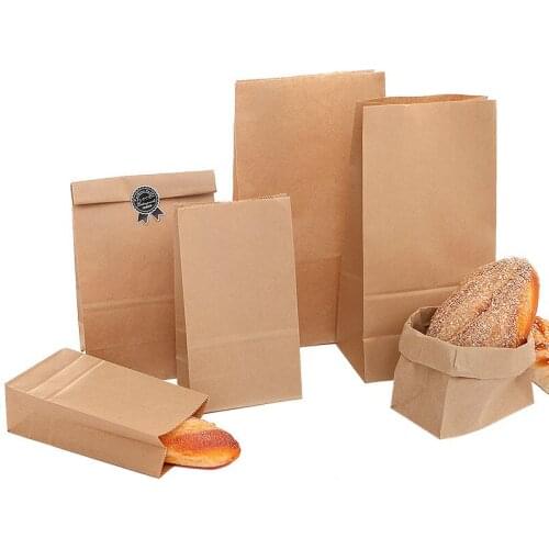10pcs kraft paper bag gift bags packaging biscuit candy food cookie bread seen snacks baking takeaway bags