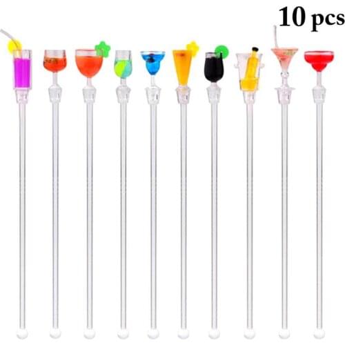 10 pcs/set 22cm Cocktail Drink Mixer Bar Puddler Muddler Stirring Mixing sticks Ladle Stirrer Swizzle Sticks Cocktail Picks