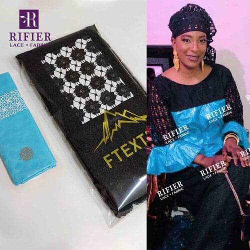 Skin Friendly 100% Egyptian Cotton Dry Lace With Embroidery African Swiss Voile Fabric High Quality Nigeria Bazin Riche Fabric