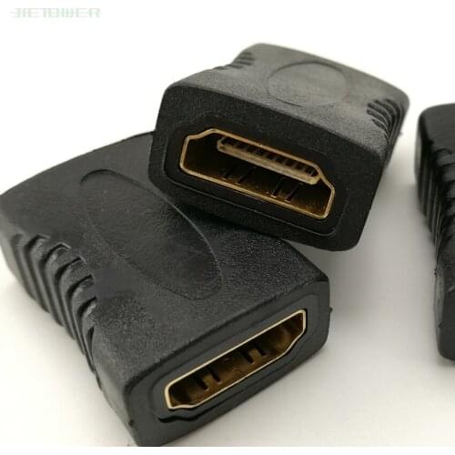 1000PCS/LOT High Quality Black HDMI Female To HDMI Female Connector Extender HDMI Cable Cord Extension Adapter Converter 1080P