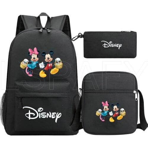 3pcs Mickey Minnie Women Backpack Men Cartoon Backpack Back to College Bags for Teenage Girls Boys Travel Shoulder Bags