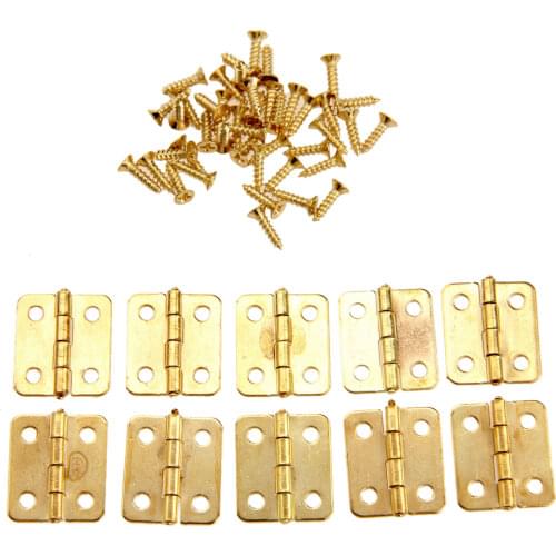 50pcs/lot Gold Hinges + 40 screws Iron Decorative 18*16mm 4 holes Vintage Wooden Jewelry Gift Box Wine case Furniture hardware
