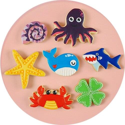 9pcs/set Beach Ocean Shell Cookie Cutter Stainless Steel Biscuit Mold Fondant Pastry Decorating DIY Baking Mould LXAF