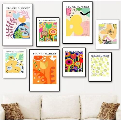 Abstract Matisse Wall Art Canvas Painting Colorful Flower Market Nordic Posters And Prints Wall Pictures For Living Room Decor